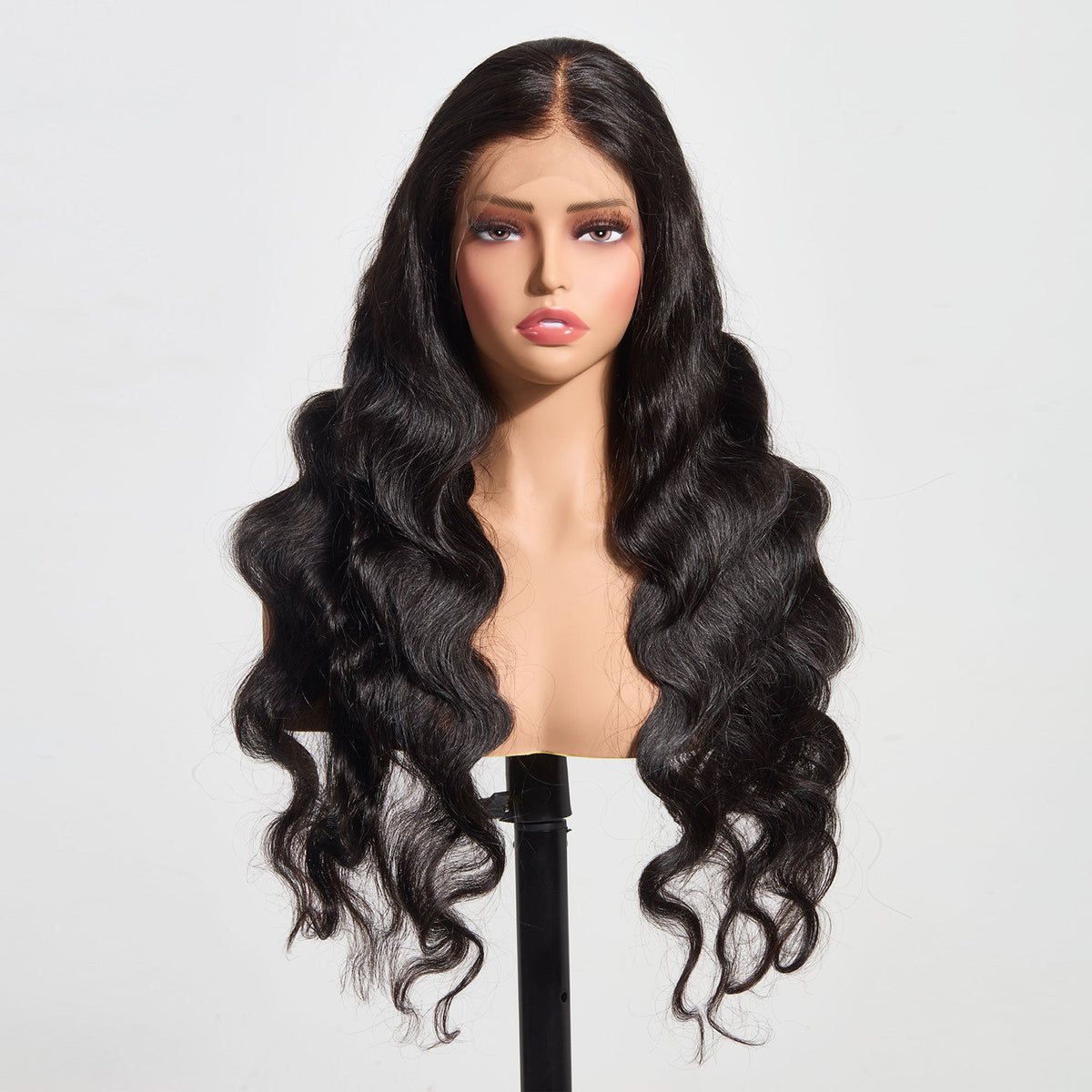 StariaHair 13"x4" Body Wave 200% Transparent Lace Frontal Wig #1B