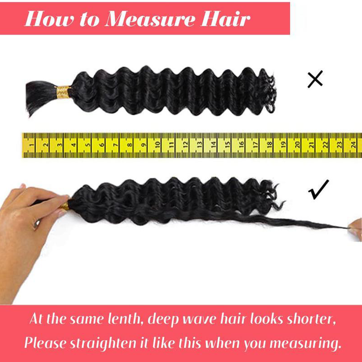 StariaHair 14-24 Inch Deep Wave Hair Bulk Hair for Braiding #1B