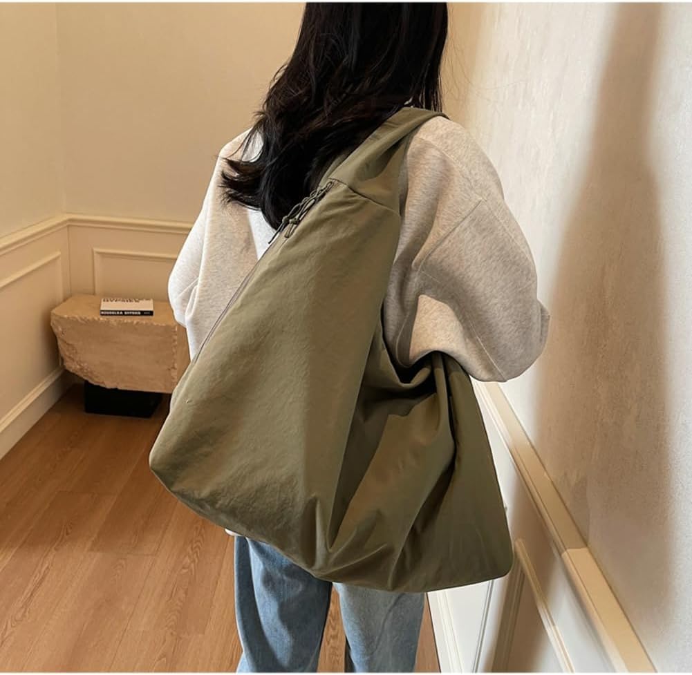 Women Slouchy Hobo Bag - Large Nylon Shoulder Crossbody Tote Handbag