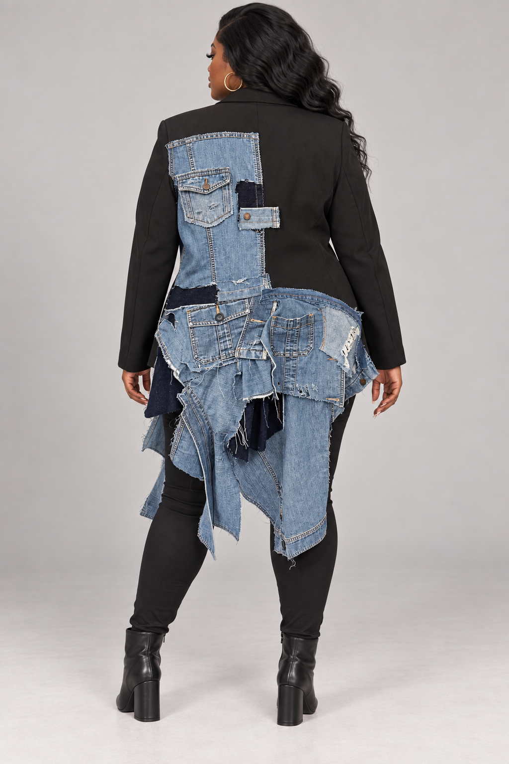 LaJa's Studios Up-cycled Denim Fringe Vest Jacket