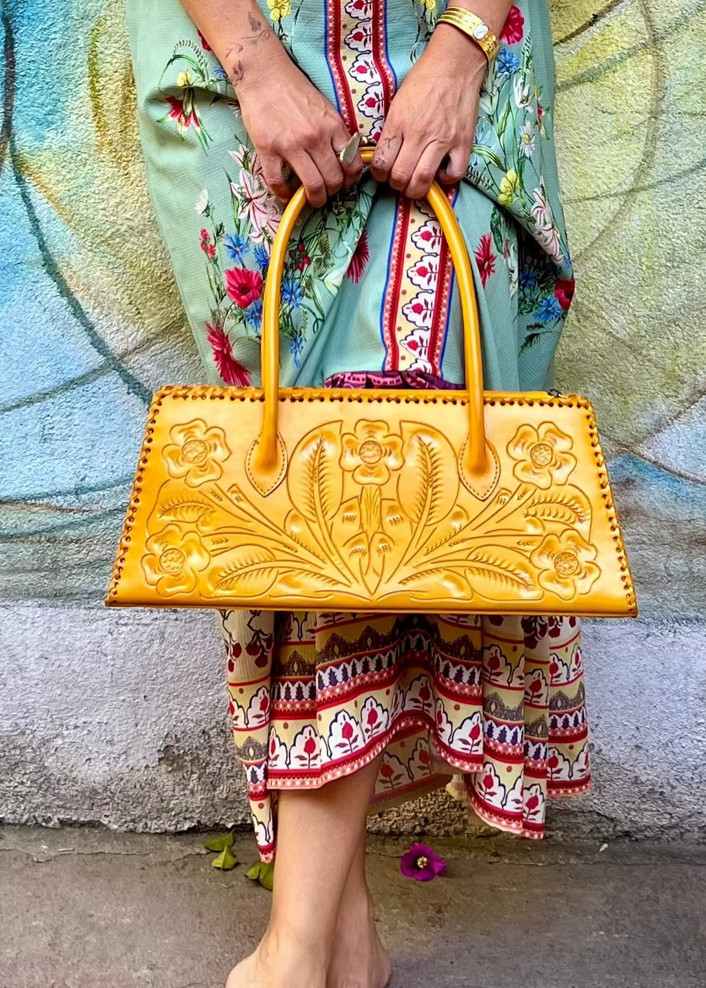 The Abby | Hand-Tooled Leather East to West Shoulder Handbag