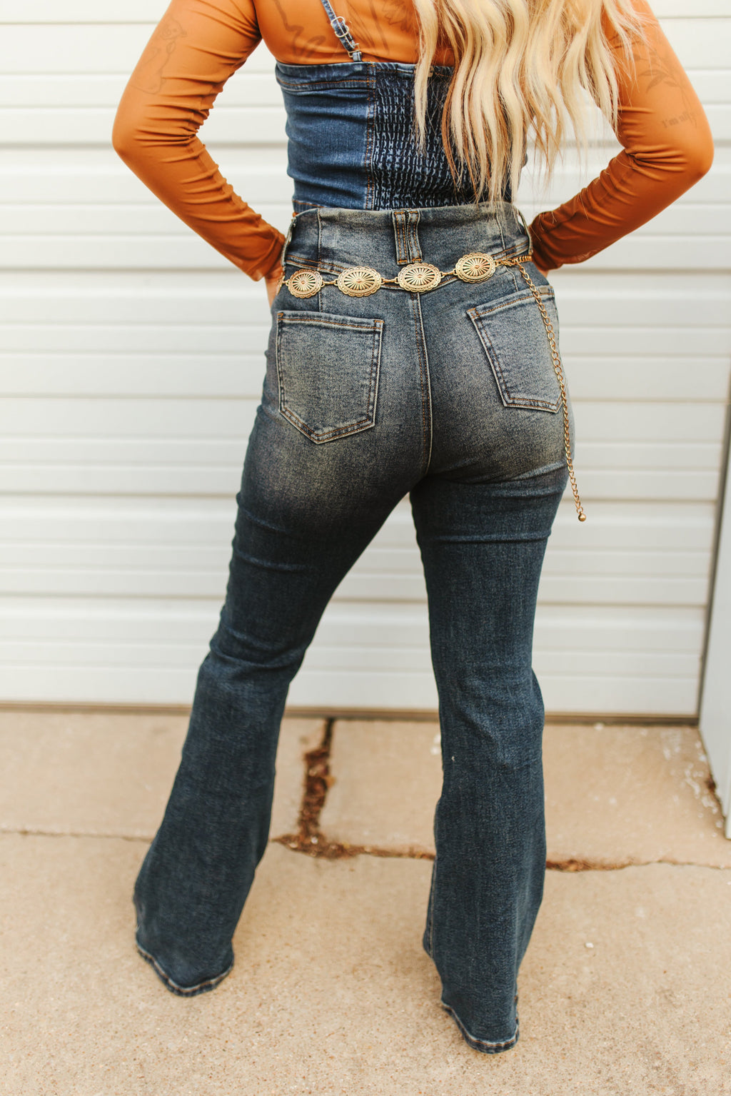 Dark Wash High Rise Bootcut Flare Jeans