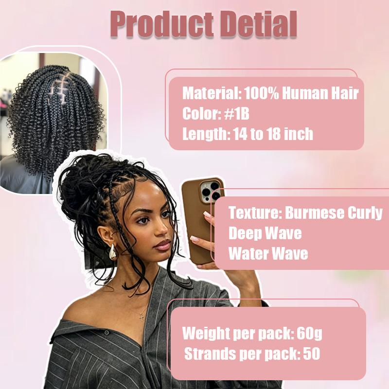 StariaHair Deep Wave Feather Crochet Human Hair Premium Pre-Looped Extension for Boho Braids
