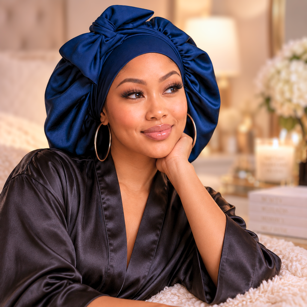 Satin Hair Bonnet for Sleeping – Adjustable Stretch Tie
