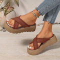 Thick Bottom Cross Strap Slippers for Women Summer Outdoor Platform Beach Slippers