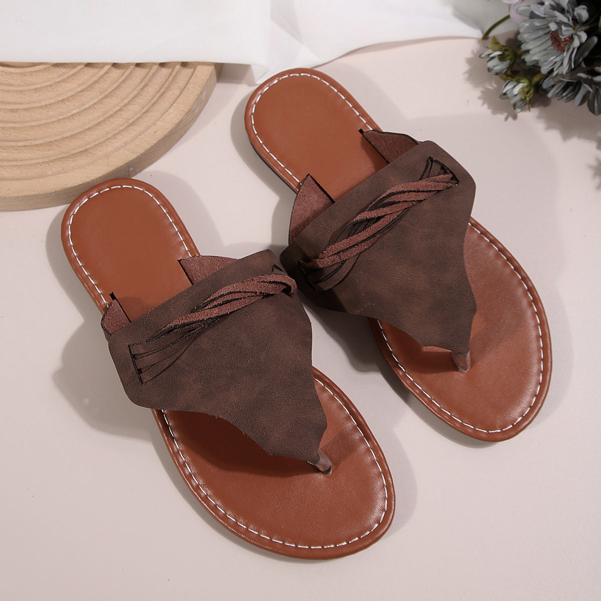 Retro Flip Flops Women Summer Flip Flops Comfortable Outdoor Lightweight Beach Sandals
