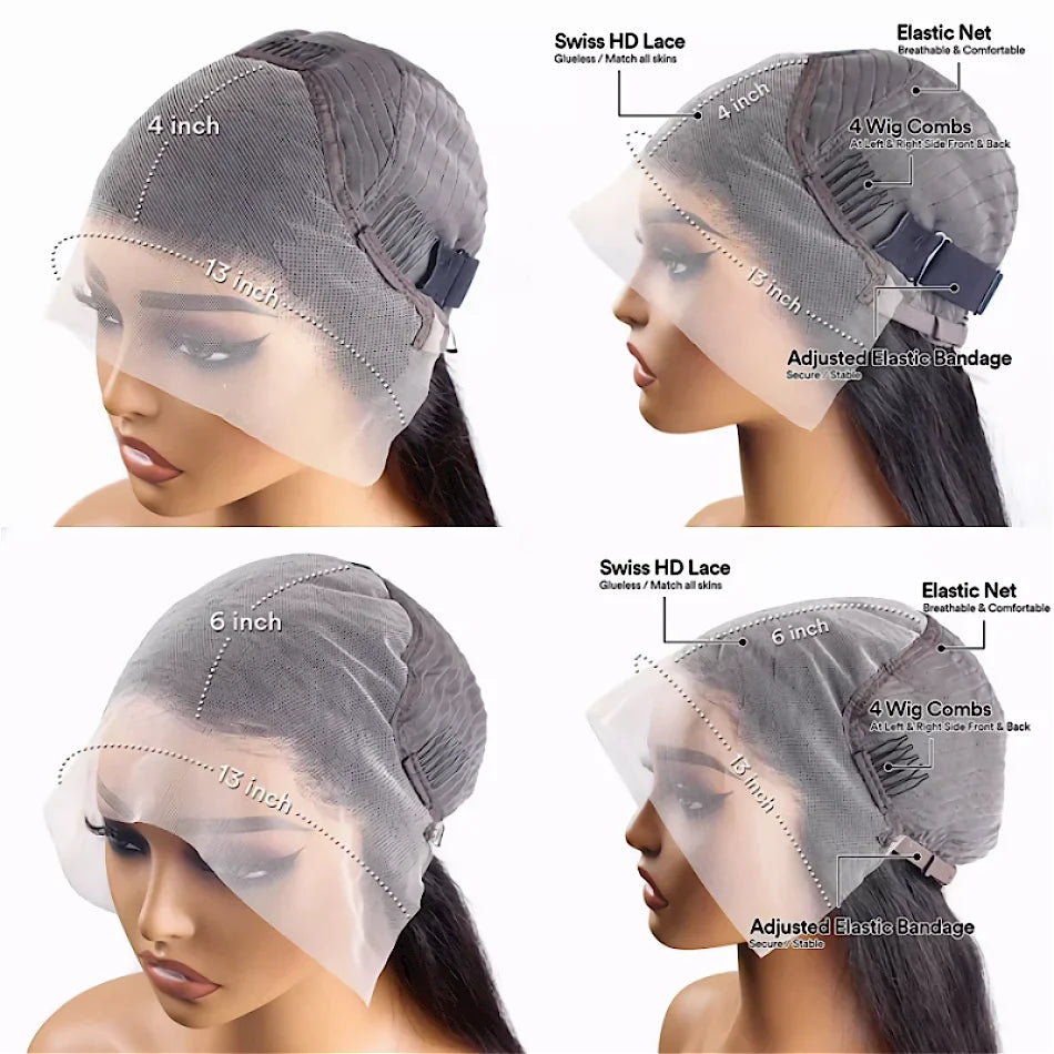 Brazilian Remy Human Hair Blend Lace Front Wig Natural Black Body Wave 13x4 HD Transparent Lace Frontal Pre Plucked For Women