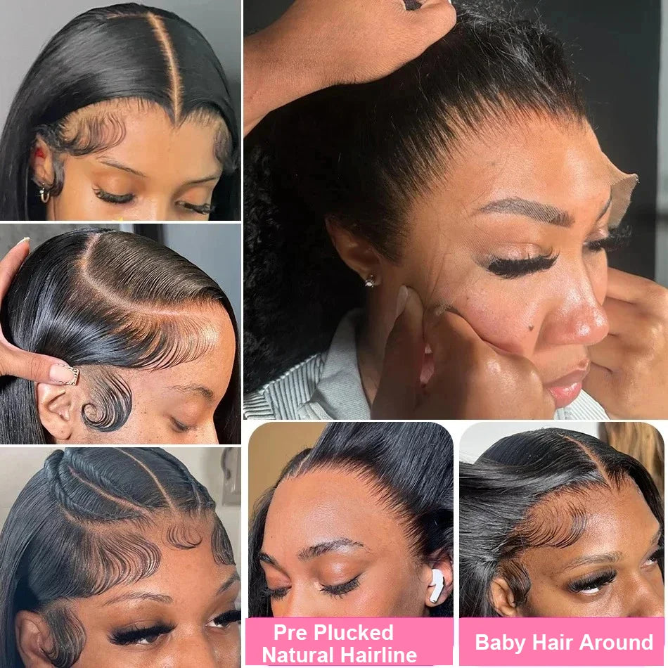 Brazilian Remy Human Hair Blend Lace Front Wig Natural Black Body Wave 13x4 HD Transparent Lace Frontal Pre Plucked For Women