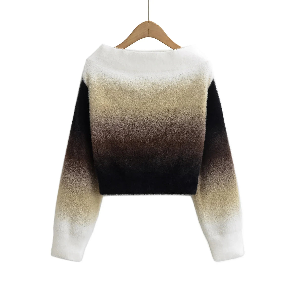 Women’s Retro Gradient Off-Shoulder Sweater