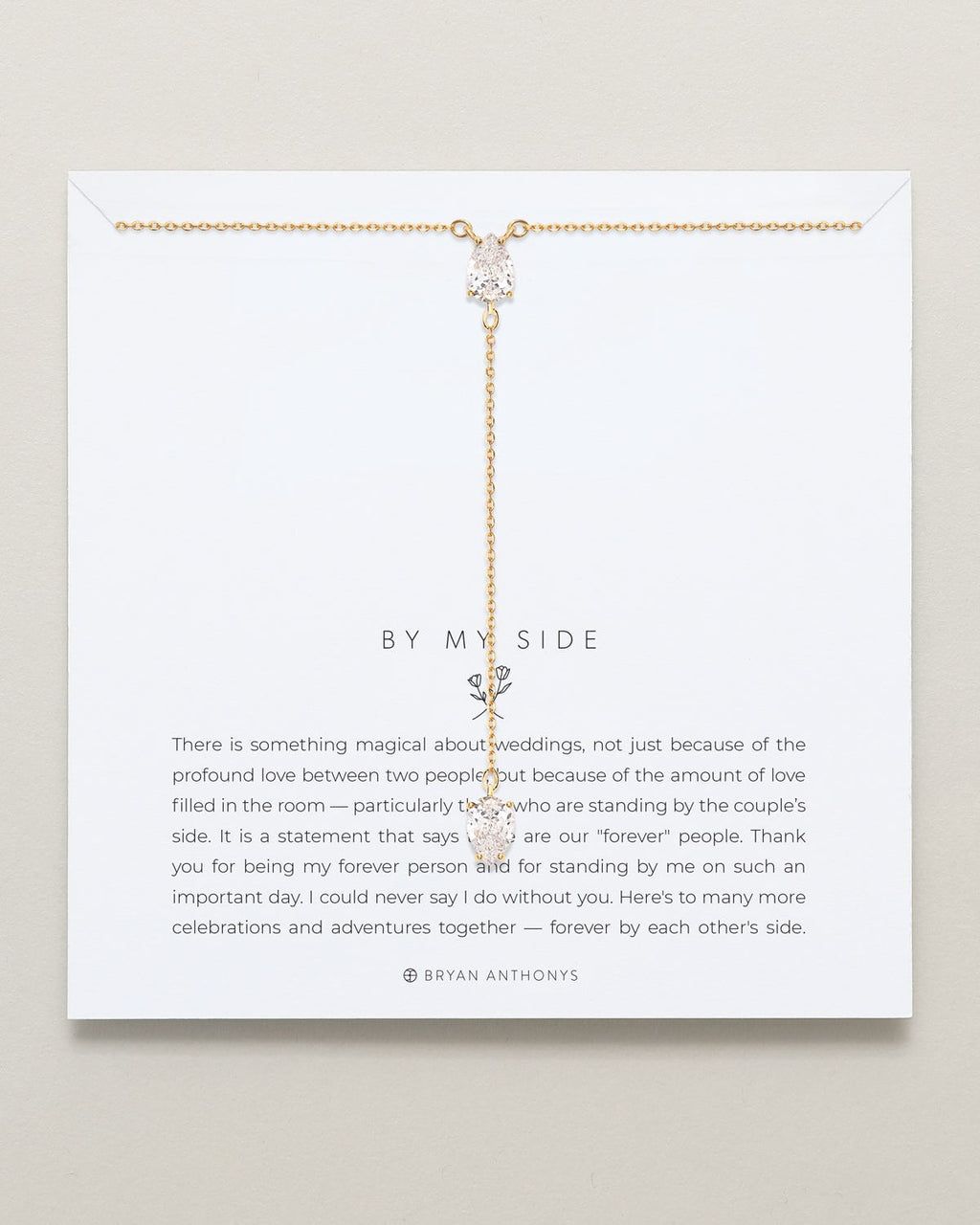 By My Side Pear Cut Lariat Necklace