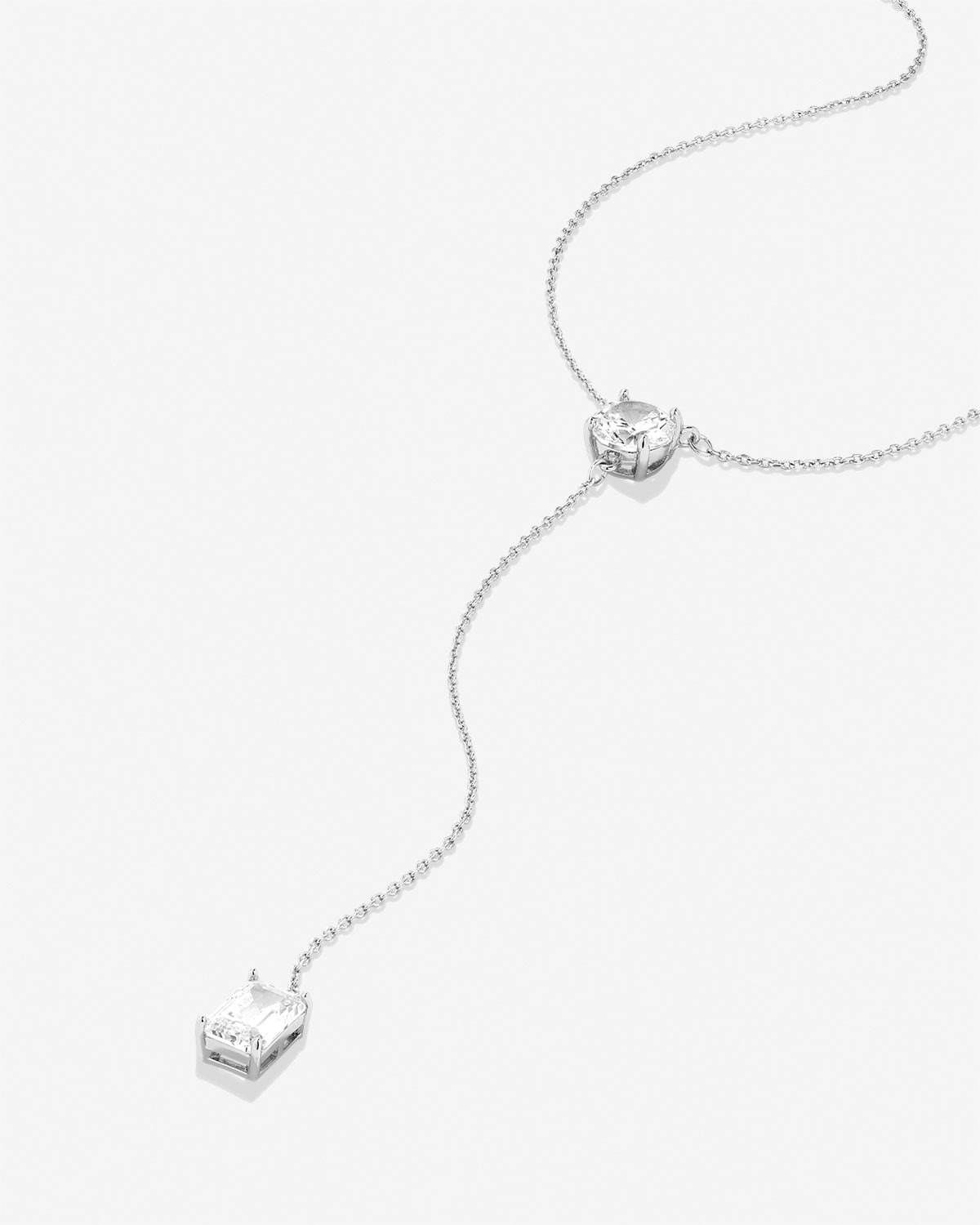 Beautifully Broken Emerald Cut Lariat Necklace