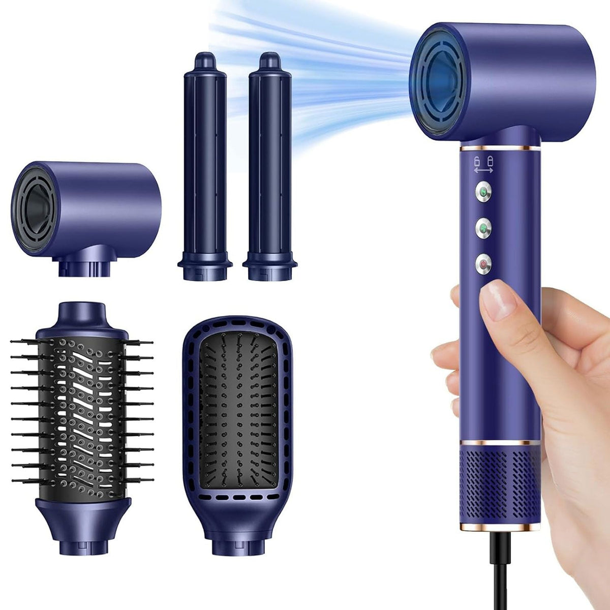 Professional Hair Dryer Brush 110000RPM High Speed Hair Dryer 5 In 1 Hair Styler Hot Air Brush Negative Ions Blow Dryer Brush Automatic Curling Iron Air Curler