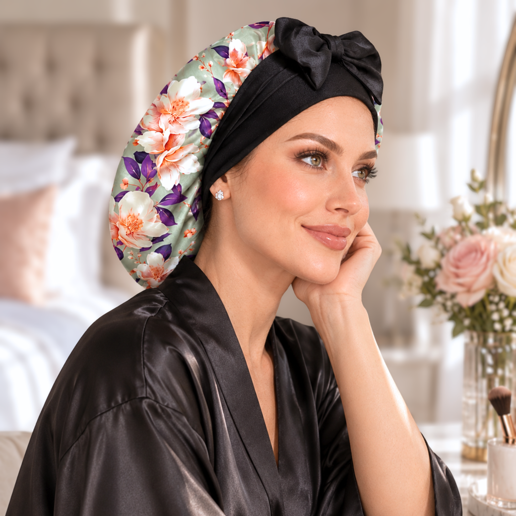 Satin Hair Bonnet for Sleeping – Adjustable Stretch Tie