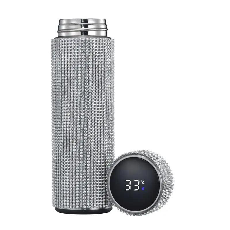 Sport Sterlling Creative Diamond Thermos Bottle Water Bottle Stainless Steel Smart Temperature Display Vacuum Flask Mug Gift for Men Women